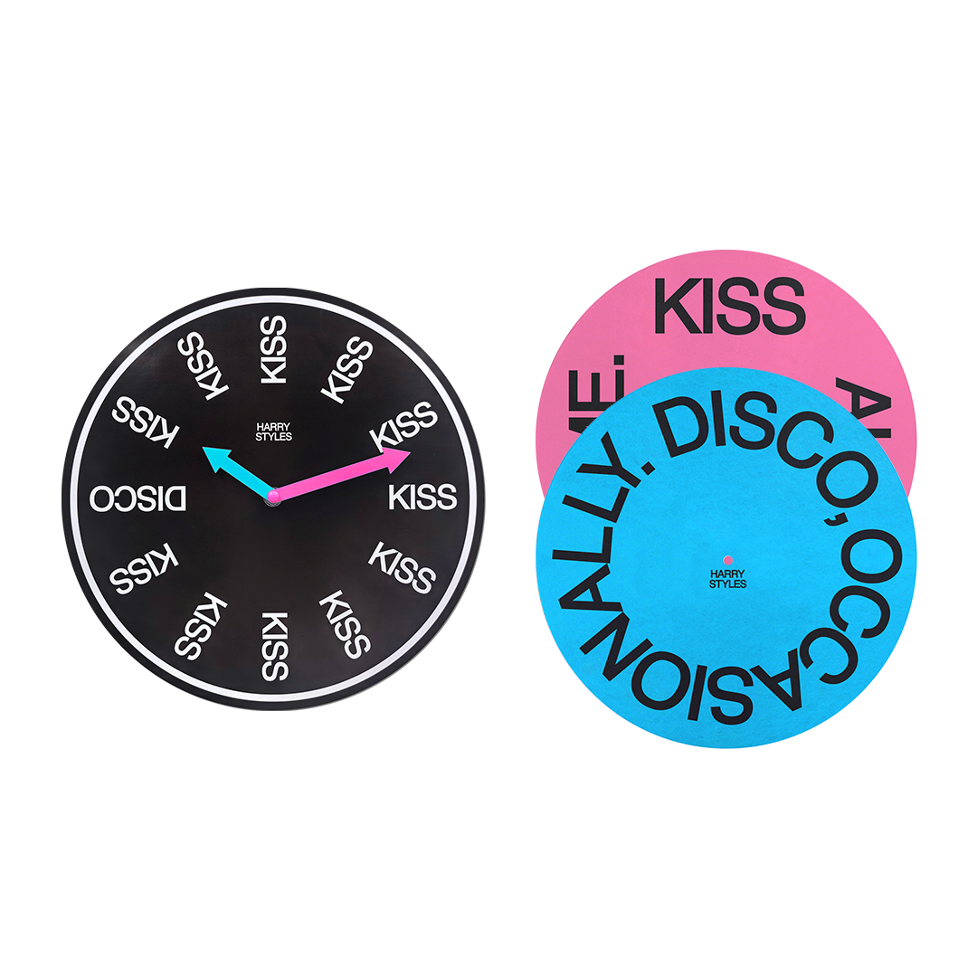 KISS ALL THE TIME. DISCO, OCCASIONALLY. – CLOCK + VINYL SLIPMAT